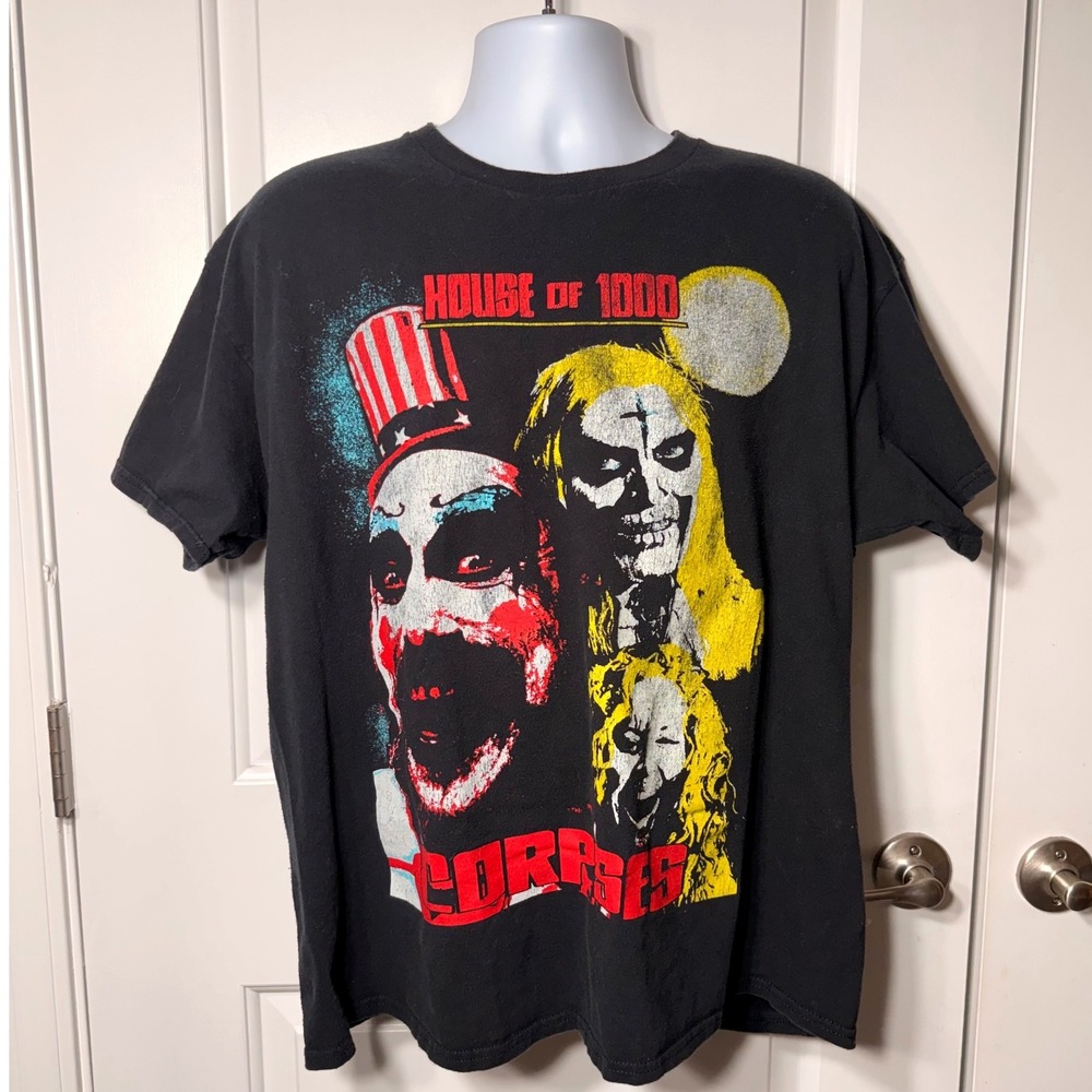 House of 1000 Corpses Rob Zombie Horror Movie Graphic T-Shirt Black XL/XLT